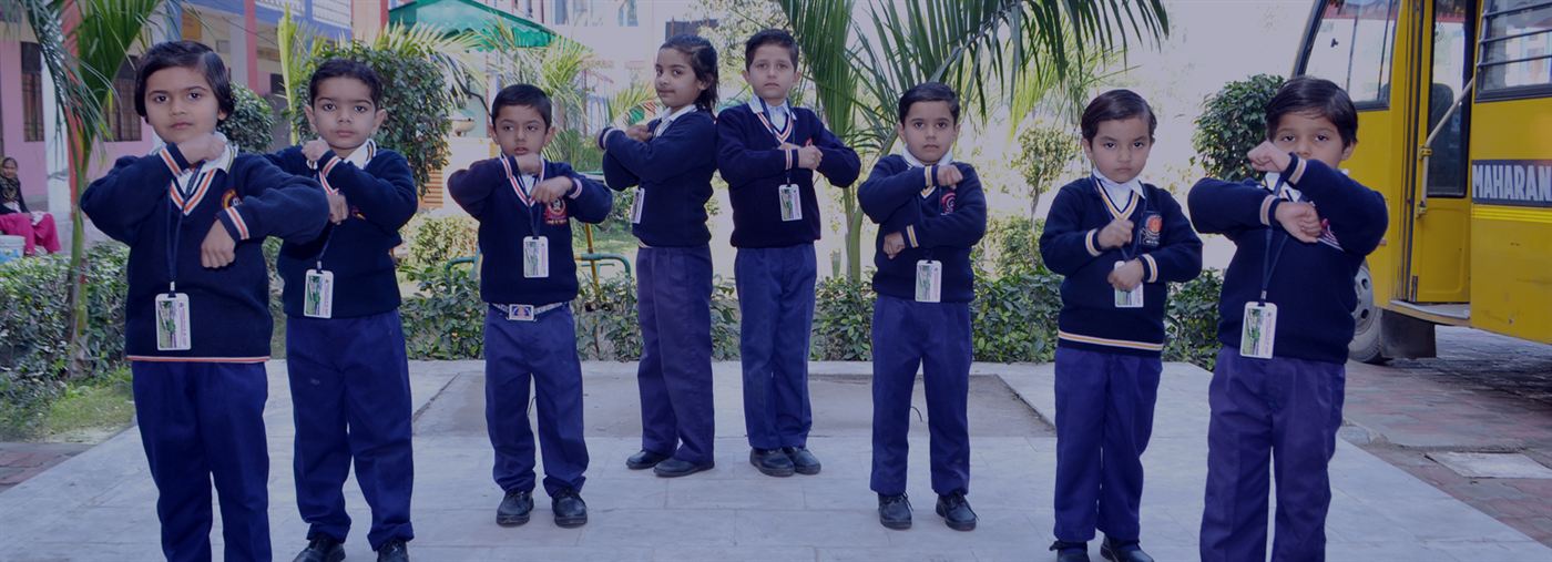 Students of the primary wing on the school campus
